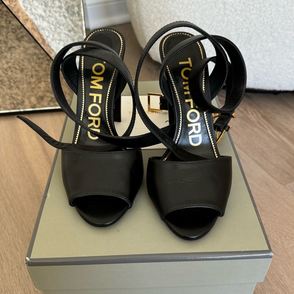 TOM FORD black open toe heels size 36